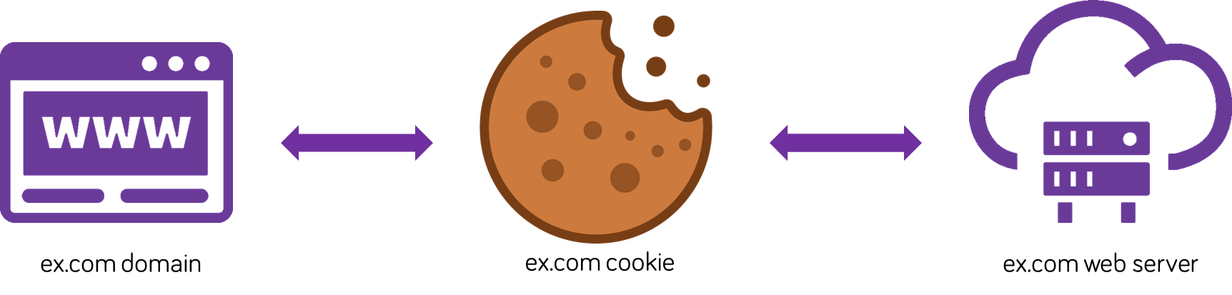 Symbols showing website, cookie and a data cloud
